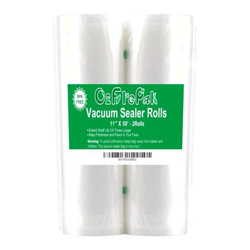 O2frepak 2Pack (Total 100Feet) 11x50 Rolls Vacuum Sealer Bags Rolls with BPA Free,Heavy Duty Vacuum Food Sealer Storage Bags Rolls,Cut to Size Roll,Great for Sous Vide