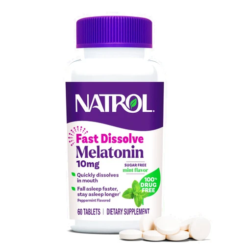 Natrol Melatonin 10mg Fast Dissolve Tablets - Peppermint Flavor, 60 Count, Sleep Support, Fast Dissolve Melatonin for Adults, 60-Day Supply