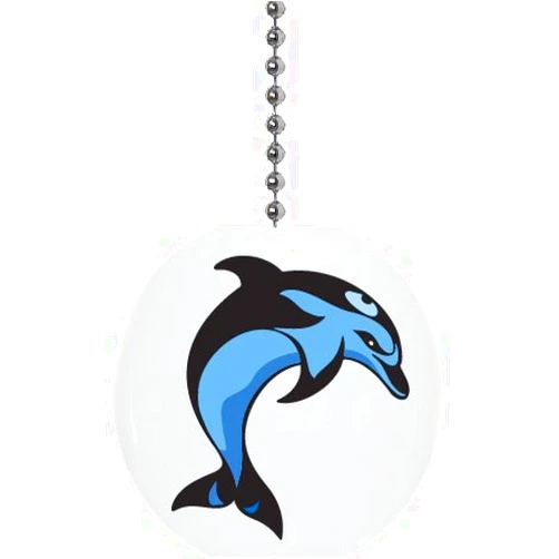 Carolina Hardware and Decor Black and Blue Dolphin Solid Ceramic Fan Pull
