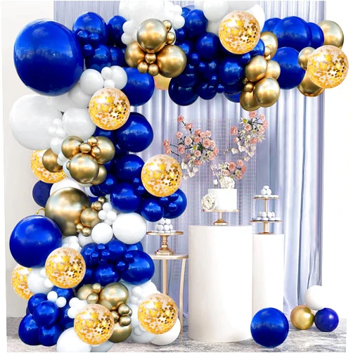 Zesliwy Navy Blue Gold Balloons Garland Kit, Navy Blue Gold White Confetti Balloons Arch Kit for Birthday Party Baby Shower Wedding Graduation Class of 2024 Prom Decorations……