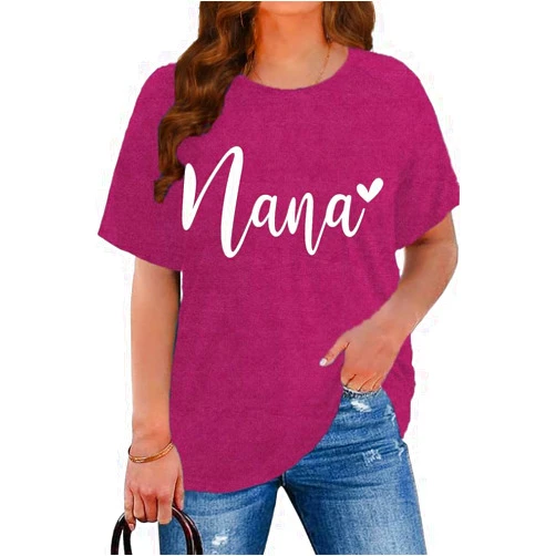 VQD Plus Size Grandma Shirts for Women Gigi Nana Tshirt Leopard Heart Print Mothers Day Tee Tops