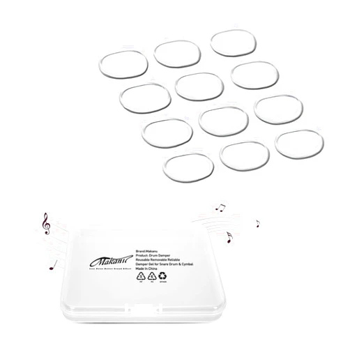 Makanu Drum Gel, 12 Pcs Clear Drum Dampener, Drum Damper Gel Pads, Non-toxic Soft Drum Sound Dampening, Tone Control for Your Drum Head
