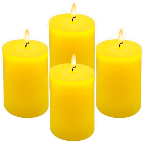 Amusaer Small Yellow Citronella Scented Pillar Candles 24 Hours 2x3 Inch Dripless Cylinder Candles for Patio Home Garden in Summer, 4 Packs