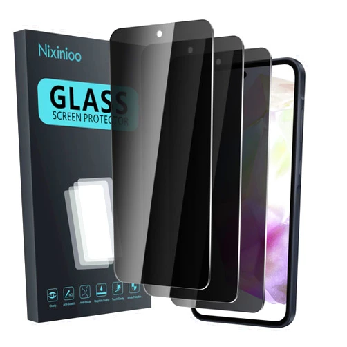 Nixinioo 3 Pack Privacy Screen Protector for Samsung Galaxy A35/A55 5G, Anti Spy Tempered Glass 9H Hardness, Black Protector Anti Spy, Bubble Free, Anti-Scratch