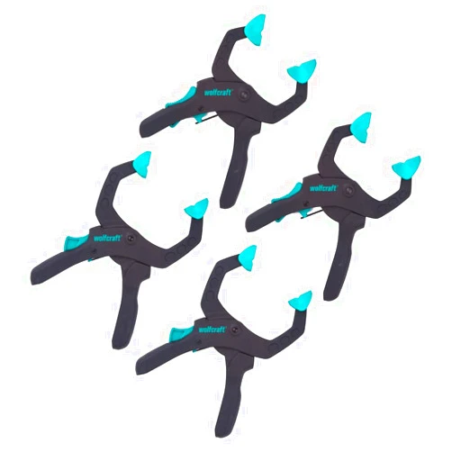wolfcraft Ratchet Clamp Set for Hobby and Trade Use, 4 Pcs. I 8625000 I for Strong Clamping Applications with 40 or 60 mm Clamping Width