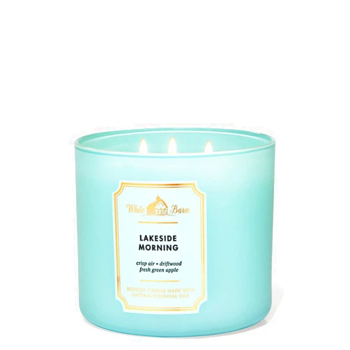 Bath & Body Works, White Barn 3-Wick Candle w/Essential Oils - 14.5 oz - New Core Scents! (Lakeside Morning)