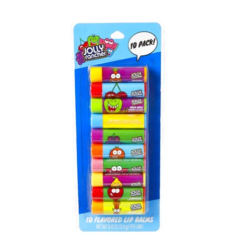 Taste Beauty 10 Pack Jolly Rancher Flavored Lip Balms, Moisturizing, Dry Skin, Pineapple, Cherry, Green Apple