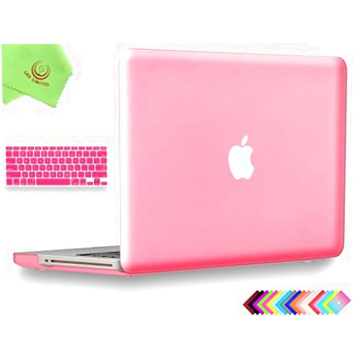 UESWILL 2in1 Smooth Soft Touch Matte Hard Shell Case with Silicone Keyboard Cover Compatible with MacBook Pro 13 inch with CD-ROM (Non-Retina) (Model A1278) + Microfibre Cleaning Cloth, Pink