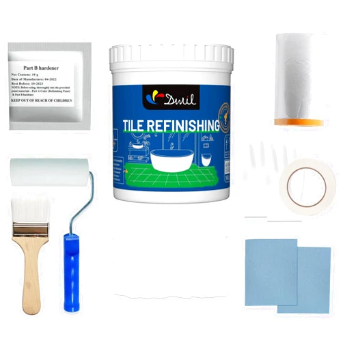 DWIL Tub Paint, Tub and Tile Refinishing Kit with Tools, Tub Refinishing Kit White Sink Paint Water Based &Low Odor, Easy to Use Bathtub Paint for Bathroom Kitchen, Semi-Gloss White, 25-30sq.ft