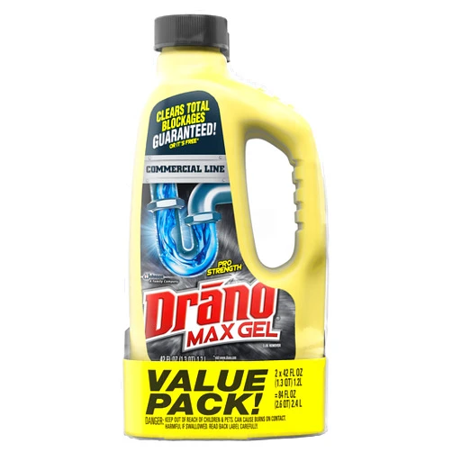 Drano Max Gel Drain Clog Remover and Cleaner for Shower or Sink Drains, Unclogs and Removes Hair, Soap Scum, Blockages, Commercial Line, 42 oz (Pack of 2)