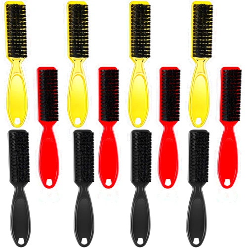 Patelai 12 Pcs Barber Brush Clipper Cleaner Bulk Nylon Barber Blade Cleaning Brush Barber Accessories Cleaning Styling Supplies Hair Trimmer Manicure Tool Duster Fades Men(Black, Red, Gold)