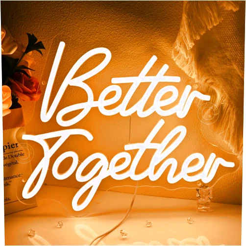 SYLHOME Better Together Led Neon Light Sign Wedding Engagement Anniversary Bridal Shower Wall Sign Decor Bedroom Valentine Day Birthday Party Banner USB 13.78