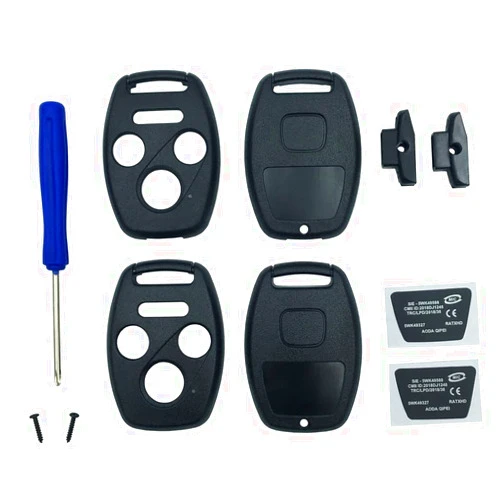 WeChance Key Fob Shell Case Fit for 4 Buttons Honda Accord Civic EX Pilot Keyless Entry Remote Car Key Housing Replacement with Free Screwdriver (Casing Only Without Blade)(Black pack 2)