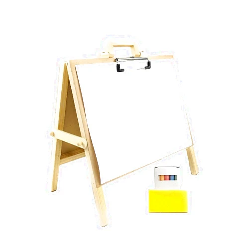 Matty's Toy Stop 2-in-1 Mini Wooden Tabletop Easel with Blackboard, Paper Clip & Accessories