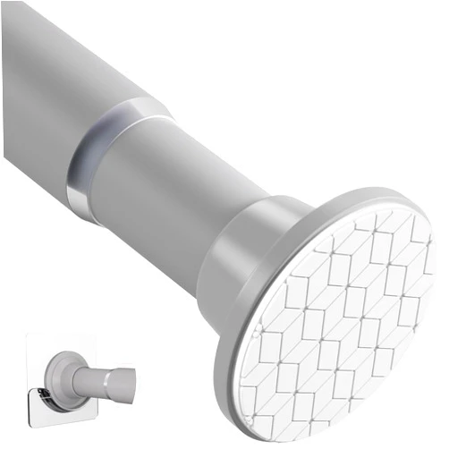 VOMOSI Spring Shower Rod 26-38 Inches Small Tension Curtain Rod Shower Curtain Rod No Drilling Grey Waterproof Short Adjustable Tension Rod for Doorway Heavy Duty