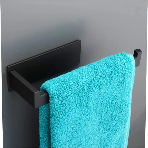 Vanloory Hand Towel Holder, Strong Self Adhesive Hand Towel Ring, Thicken SUS304 Stainless Steel Hand Towel Bar/Rack, No Drilling Modern Hand Towel Hanger (Matte Black, 9 in)