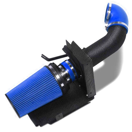 MOOSUN 4 inch Cold Air Intake Black Tube + Heat Shield for 1999-2006 GMC/Chevy V8 4.8L/5.3L/6.0L Silverado 1500/2500/3500 Blue
