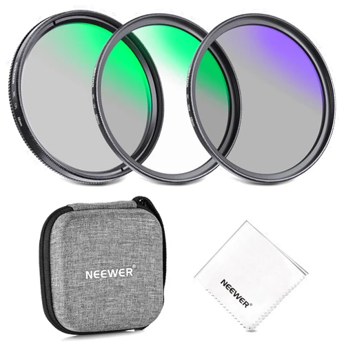 NEEWER 58mm UV&CPL&ND4 Lens Filter Kit with Hard Shell Bag, Optical Glass & Aluminum Alloy Frame, UV + Circular Polarizer(CPL) + Neutral Density Filters Set with Storage Case for 58mm Camera Lens