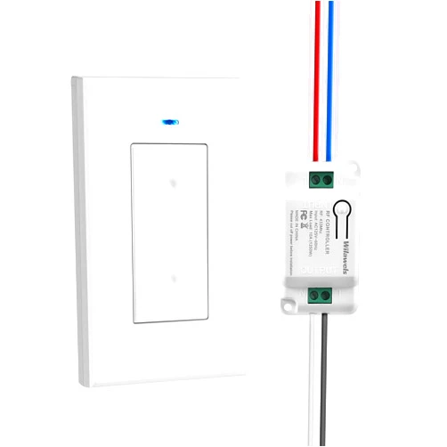 WILAWELS Wireless Light Switch and Receiver Kit, WILAWELS Remote Light Switch Remote Wall Switch Lighting Fixture, No Wiring, No WiFi, Pre-Programmed, 100FT RF Range, 1250W for Ceiling Light, Fan, Lamp