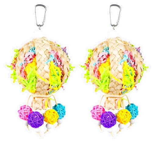 LJJDMI Bird Toys Foraging Shredder Hanging Toys Rope Perch with Bell Parakeet Toy Parrot Swing Climbing Standing Toys Bird Cage Accessories
