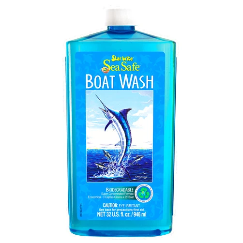 STAR BRITE Sea Safe Boat Wash – Super Concentrated, Biodegradable Formula – Gently Removes Dirt, Grime, Salt Without Stripping Wax or Polish – Designed for All Boat Surfaces 32 OZ (089732PW)