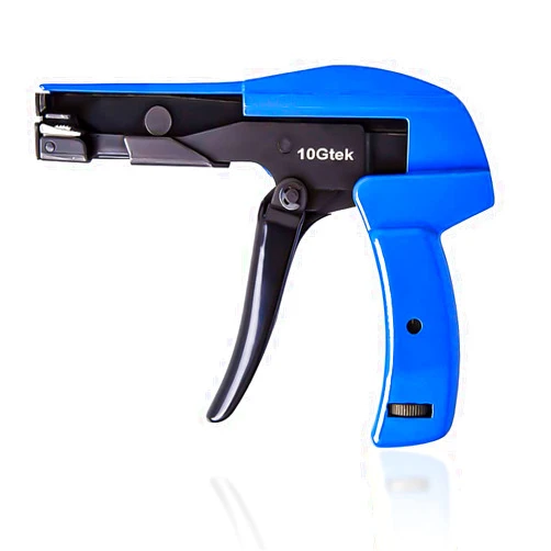 H!Fiber.com Cable Tie Gun, Fasten and Cut Zip Tie Tool with Steel Handle, for Tightening and Cutting Off Nylon Cable Tie, Plastic Zip Tie, Blue