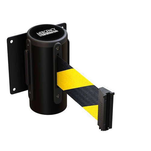 Mergency Industrial Grade Steel Wall Mounted Retractable Belt Barrier for Crowd Control | 16' Aisle Blocker Stanchion Wall Mount Retractable Barrier Tape | Retractable Safety Barrier