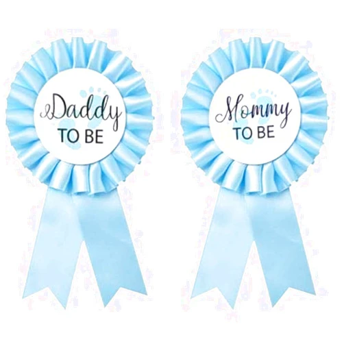 GDTO8820 CoolerthingsDG, Daddy to be & Mom to be Tinplate Badge Pin, Baby Shower Button New Dad Gifts Gender Reveals Party Baby Boy Blue Rosette Button Baby Celebration (Sky Blue)