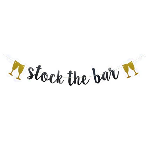 Menglisi Stock The Bar Banner,Pre-Strung, Black Glitter Paper Party Decorations for Bachelorette / Bridal / Wedding / Birthday party Supplies Letters Black Betteryanzi