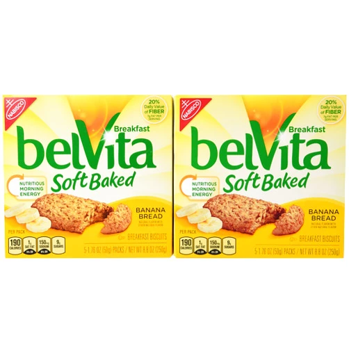 Nabisco Belvita Breakfast Biscuits Nabisco Belvita Soft Baked Banana Bread Flavored Breakfast Biscuits, 5 packs - 1.76 oz. ea., (Pack of 2) Pack of 10