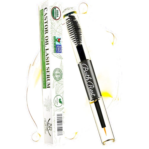 Bathrest Organic Castor Oil Lash Serum, 100% Pure Cold Pressed Castor Oil for Eyelash Growth Serum, USDA Certified Hexane Free, Natural Thicker Fuller Lashes and Eye Brow, with Mascara Tube 0.34OZ(10ml)