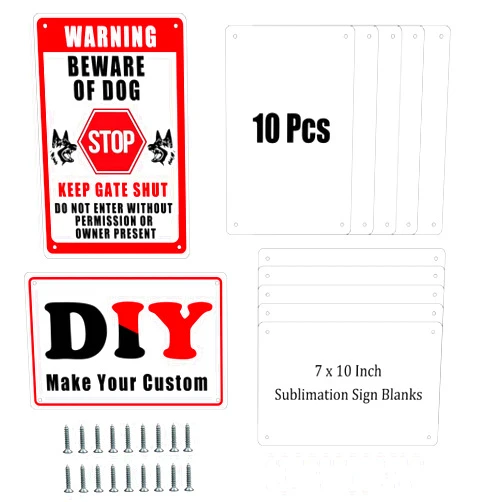 ToBeAce 10 Pcs Sublimation Metal Sign Blanks 7x10 Inch, Aluminum Sublimation Yard Sign Blanks, Sublimation Photo Blanks with Holes Screws DIY Sign Photo for Ourdoor Indoor Garden Yard (Thick 0.45mm)