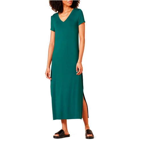 Amazon Essentials Women's Jersey V-Neck Short Sleeve Midi Length Dress