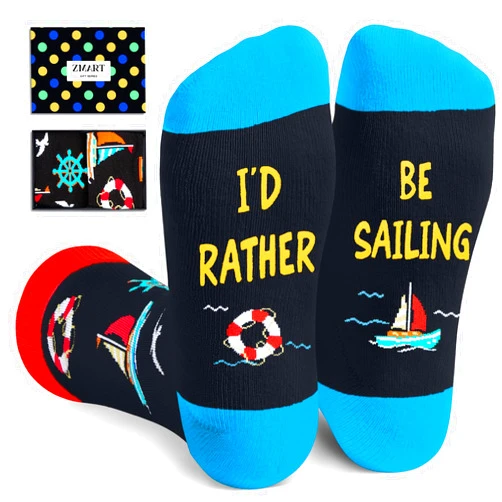 Zmart Sailing Gifts for Boat Owners Boater Captain - Funny Boating Gifts for Men Women Teens, Boating Gifts for Lovers Sailors, Sailing Boat Socks
