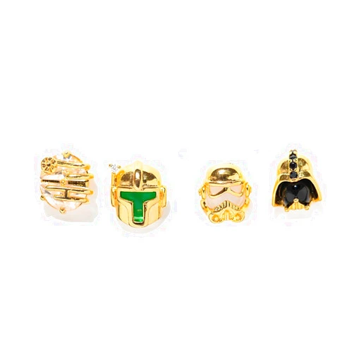 Zokeuli Zircon Character Stud Earrings, Gold-Tone, 4 Pack Earrings Stud