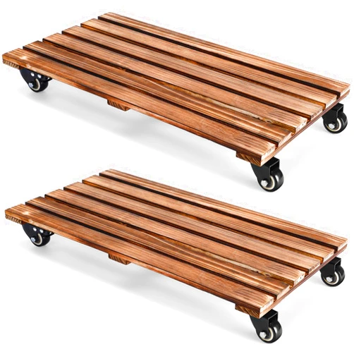Seeloowy 2 Pack 22'' x 11.5'' Furniture Moving Dolly with 4 Wheels Heavy Duty Wood Rolling Movers Dolly Furniture Movers Moving Cart Furniture Rollers for Piano Couch Fridge Heavy Items, Hold 880 lbs