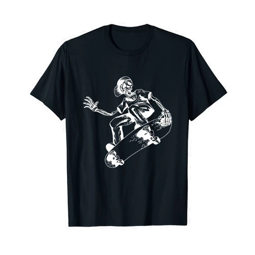 COol Skull & Skeleton Tatto Arts Halloween Gifts Skateboard Skeleton Skate or Die Punk Skater's T-Shirt