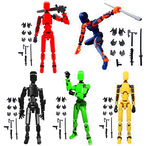 UPILER 5 Pack T13 Action Figure Set 3D Printed Multi-Jointed Movable Robot Dummy Set with Full Articulation for Stop Motion Animation(Assembly Completed)