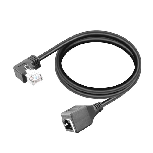 YACSEJAO Cat6 Shielded Extension Cable 90 Degree 2FT RJ45 8p8c Male to Female Extender Cable Ethernet FTP Shielded Male to Female Connector (Left Angle)