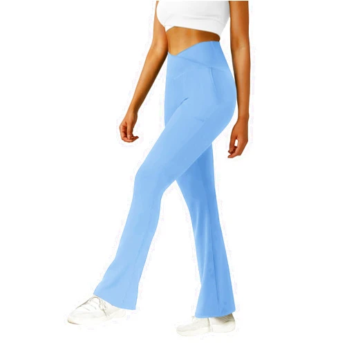 FARUNGS Womens Crossover Flare Yoga Pants High Waisted Split Hem Flare Leggings with Pockets Bootcut Workout Pants