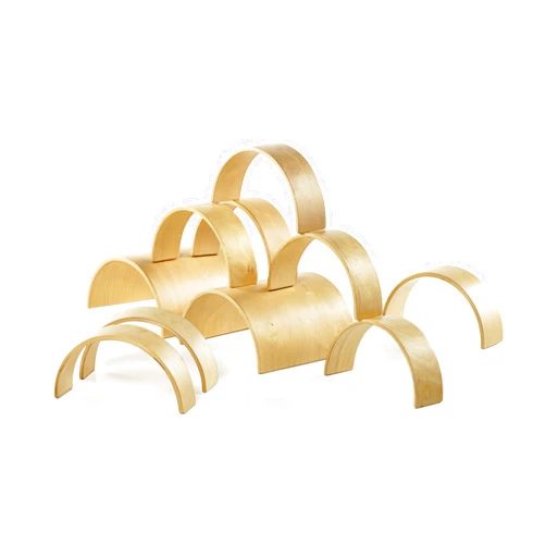 Guidecraft Arches and Tunnels: Set of 10 Includes 2 Tunnels and 8 Arches, Educational Stacking Blocks Play Set for Kids'