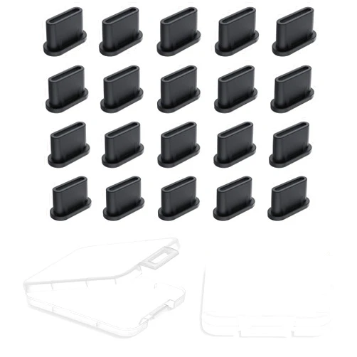 AUZOSL 20Pcs USB C Dust Plug, Silicone Anti Dust Plug Cover + Portable Storage Box Compatible with Samsung Galaxy Google Pixel Moto G TCL UMIDIGI OnePlus Nord & Type C Port Device