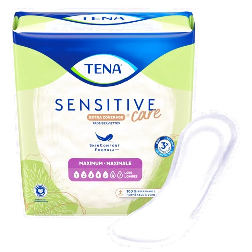 TENA Sensitive Maximum Long Bladder Control Pads, Incontinence, Heavy Absorbency, 12 Count, 1 Pack