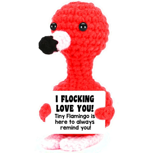 BdayPtion Valentine’s Day Gifts for Her Girlfriend Wife Flamingo I Love You Gifts Valentine’s Day Decorations Flamingo Handmade Crochet Animals Anniversary Women Gifts Birthday Romantic Flamingo Lover Present
