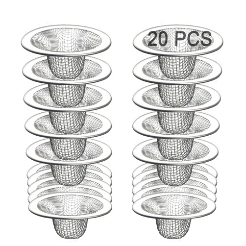 Beyoslf 20Pcs Bathroom Sink Drain Strainer Screen Mesh, 2.75'' Stainless Steel Slop Basket Filter Trap Sink Drain Mesh Basket Hair Catcher Filter Cover for Lavatory RV Shower Floor Utility Drain