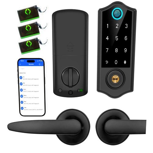 Harfo Smart Fingerprint Door Lock, Keyless Entry Deadbolt, Full App Control Biometric Lock, Electronic Digital Touchscreen Keypad, Auto Lock, Easy Install, Black