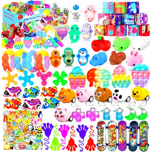Kaisbro 124 Pcs Party Favors for Kids 4-8, Birthday Gift Toys, Goodie Bag Stuffers, Treasure Box Carnival Prizes, Gifts Classroom, Pinata Bags Filler Boys and Girls 8-12