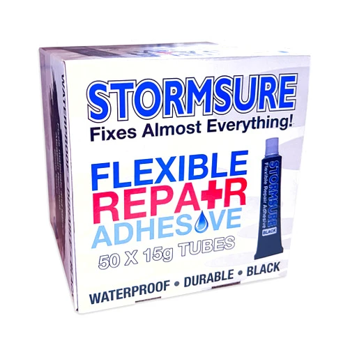 Stormsure Flexible Repair Adhesive: 50x 15g Black Tubes for Durable, Flexible and Waterproof Repairs