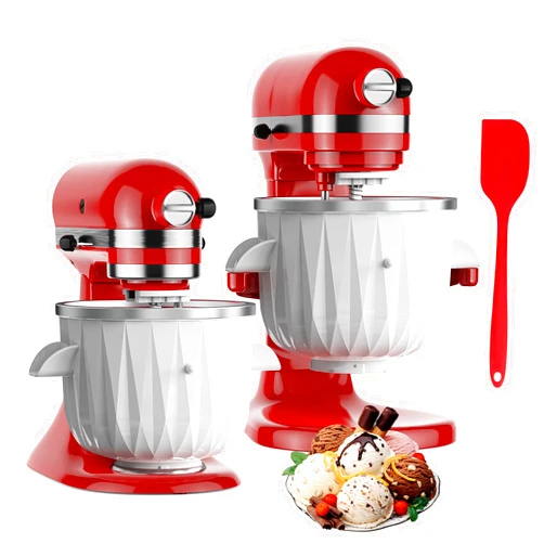 Cofun Ice Cream Attachment for Kitchenaid - 2 Quart Frozen Ice Cream & Sorbet Gelato Maker for Kitchenaid Ice Cream Maker Attachment Compatible 4.5 Qt and Larger Stand Mixers with Silicone Spatula by Cofun