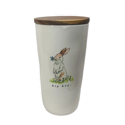 Hidd_ntr_asur_s hip hop Canister With Easter rabbit icon - Ceramic with wood lid